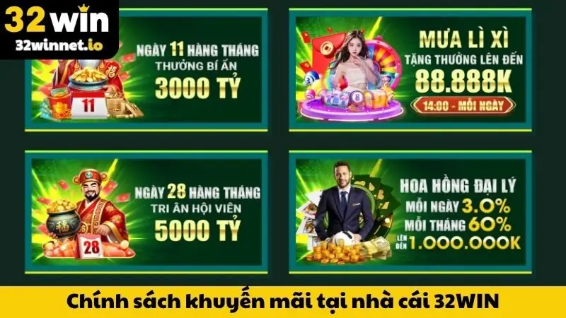 Chính sách khuyến mãi cực khủng của nhà cái 32WIN